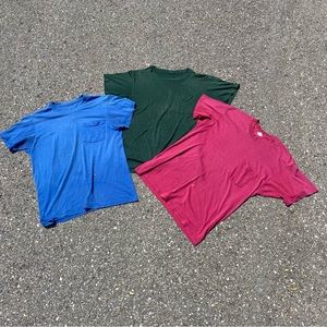 Vintage Lot of 3 Blank Tshirts Red Green and Blue